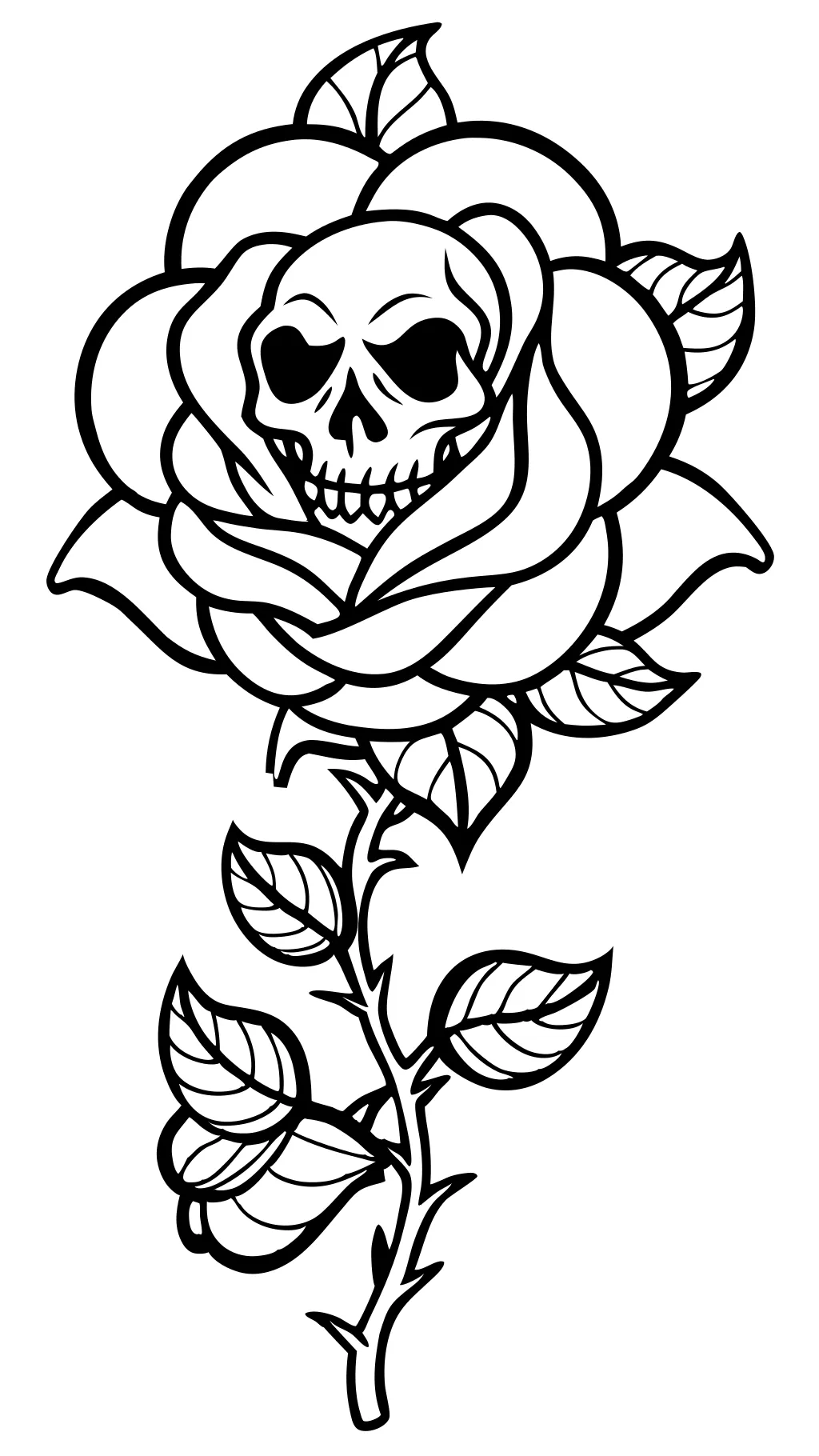 rose skull coloring pages